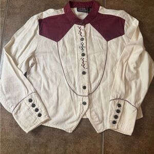 *Vintage* Women's Western Ozark Mountain - Cream and Burgundy